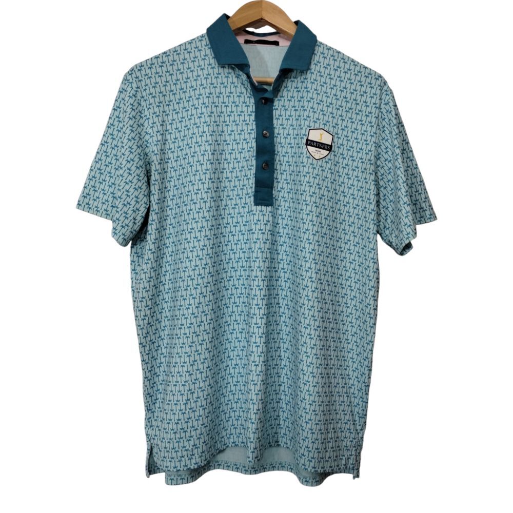 Greyson‎ Men's Stretch Coconut Tree Print Short Sleeve Golf Polo Shirt Size L